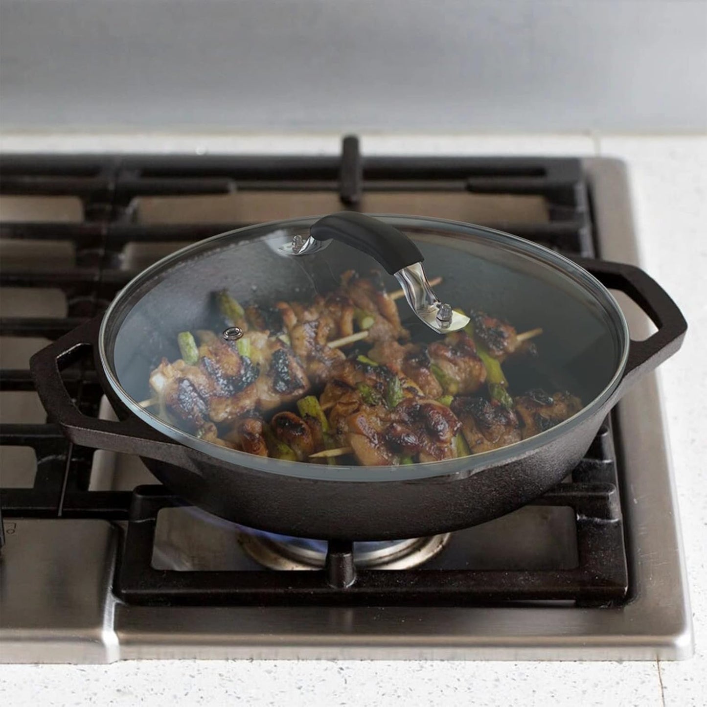 10.25 Inch Tempered Glass Lid Compatible with 10-10.25 Inch Lodge Cast Iron Skillet and 5 Quart Dutch Ovens