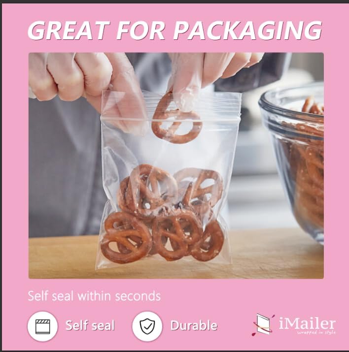 iMailer - 500 Pcs- 14" x 20" Large Zip Bags for Storage - Reclosable Plastic Zip Poly Bags for Clothing, T-Shirts, Pants