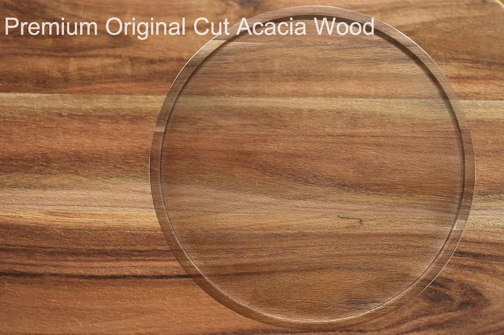 10" Two-Tier Acacia Wood Lazy Susan Organizer Kitchen Turntable for Cabinet Pantry Table Organization