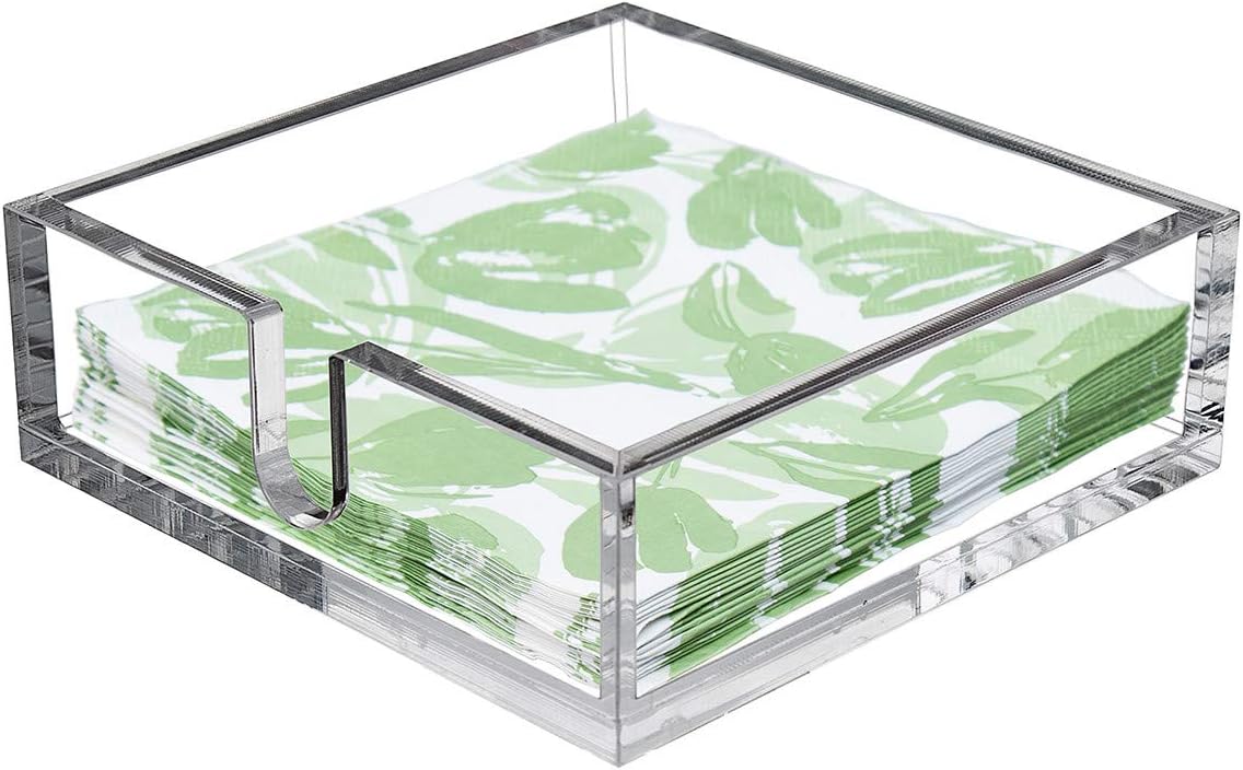 IEEK Acrylic Cocktail Paper Napkin Holder,Decorative Clear Cocktail Napkin Caddy Beverage Napkin holder,Pack of 1
