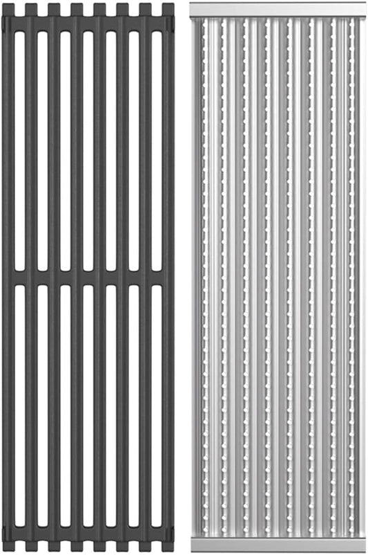 17'' x 6" Emitter Plate and Cooking Grid Grate Replacement Parts for Charbroil 2015 and newer TRU‑Infrared Char‑Broil Commercial,Signature,Professional Series Gas Grills,Charbroil 3297527R04,Cast Iron