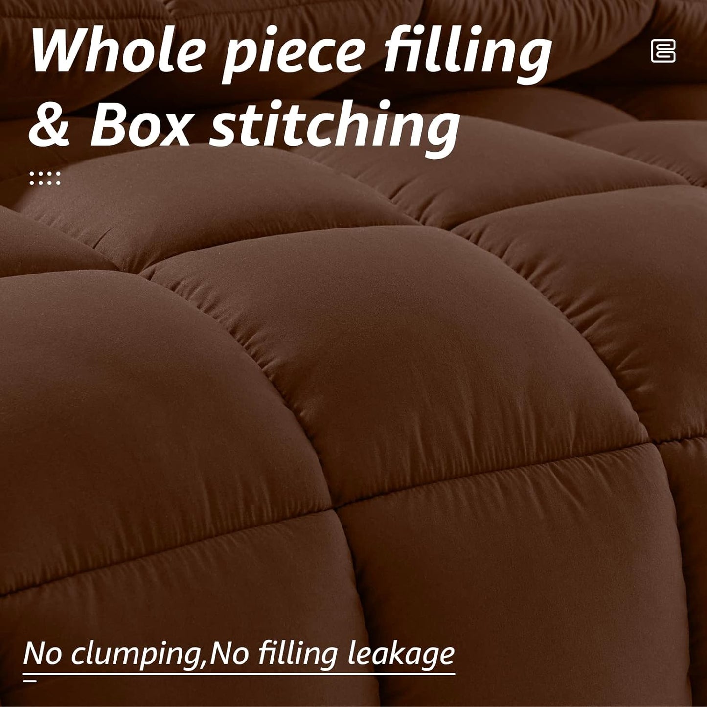 HYLEORY All Season King Size Bed Comforter - Cooling Down Alternative Quilted Duvet Insert with Corner Tabs - Winter Warm - Machine Washable - Mocha Coffee