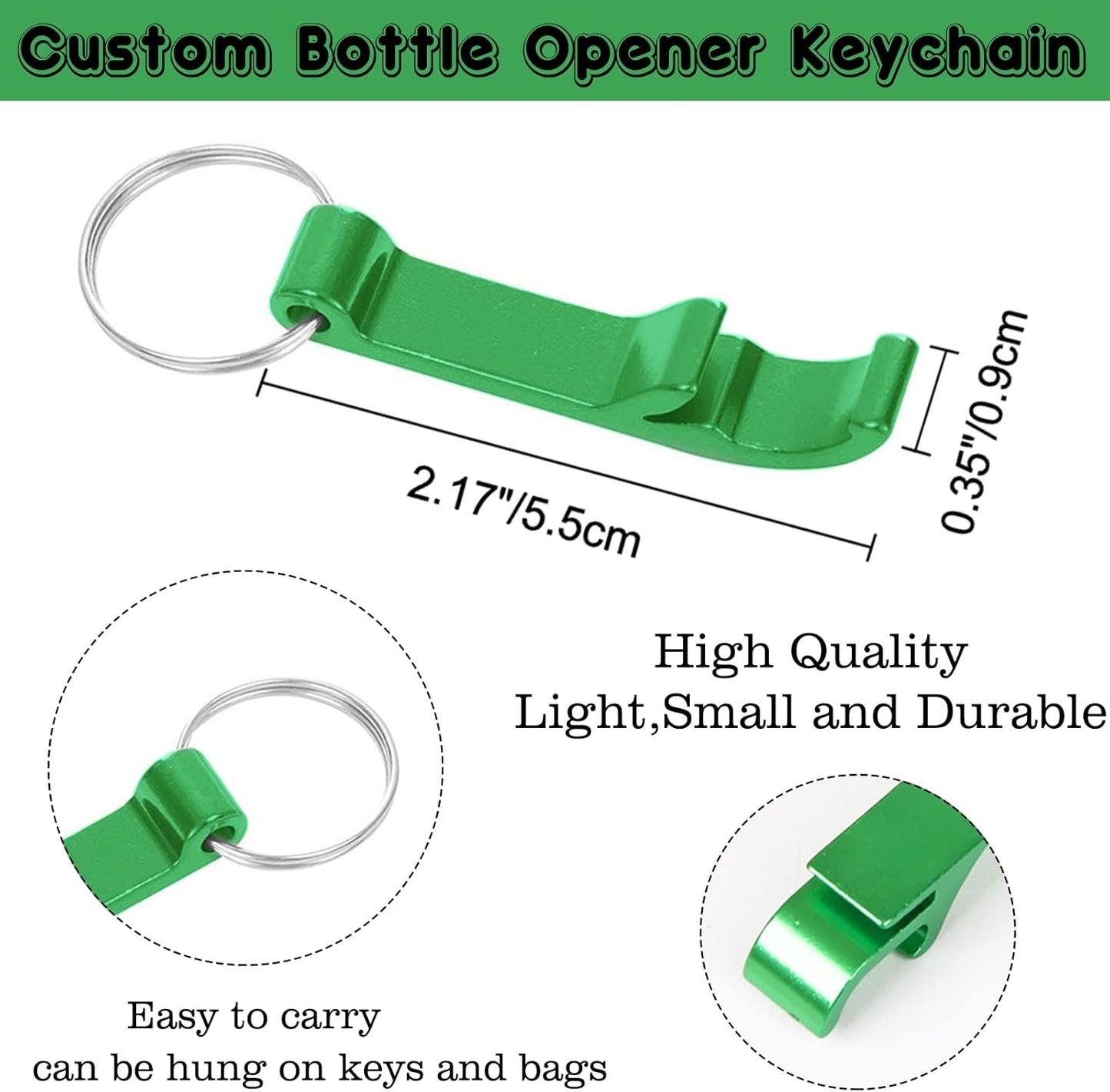 100PCS Personalized Bottle Opener Keychain Bulk Custom Beer Bottle Opener with Logo Text Engraved Wedding Bottle Opener Favors Customized Gifts for Guests Baby Shower Birthday Party-Black