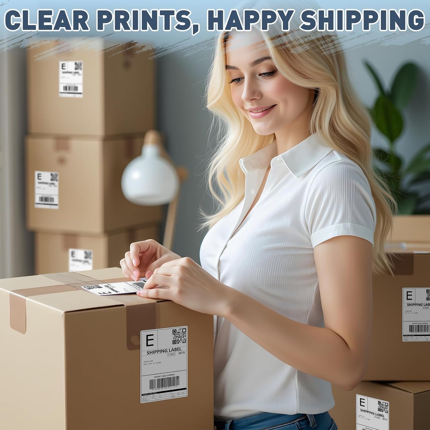 JTIEO 4" x 6" Thermal Labels, 5000 Fanfold Direct Thermal Shipping Labels, Perforated White, Commercial Grade with Permanent Adhesive,Compatible with Most Thermal Printers.