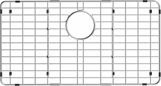 iPEGTOP Sink Rack for Bottom of Sink, Stainless Steel Sink Protector 28-3/4" x 15-3/4" with Rear Drain Hole, Sink Grid Grate with Hole Cover for Kitchen Sink Single Bowl