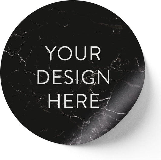 100 Custom Vinyl Stickers - Upload Your own Image, Text, Design, Logo - Personalized Logo Labels for Handmade, Packaging, Bottle, Jars, Candle, Brand Stickers (Black Marble, 4x4)