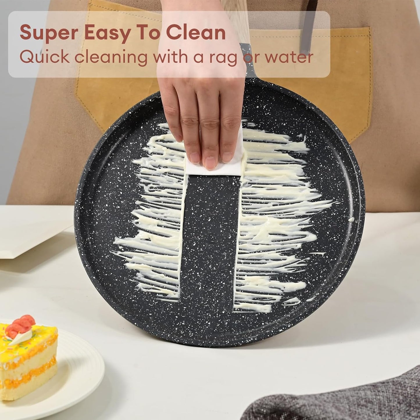 JEETEE Crepe Pan Nonstick, 11 inch Comales Para Tortillas Griddle Pan for Stove Top, Granite Coating Flat Pancake Pan Dosa Tawa, PFOA FREE and Induction Compatible (Grey)