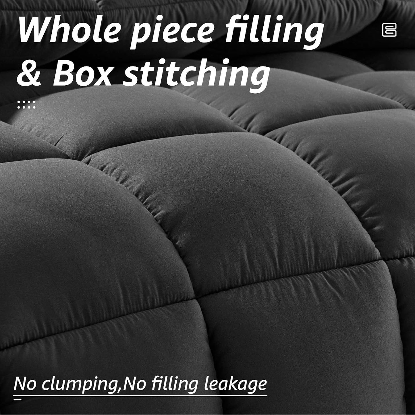HYLEORY All Season King Size Bed Comforter - Cooling Down Alternative Quilted Duvet Insert with Corner Tabs - Winter Warm - Machine Washable - Dark Grey